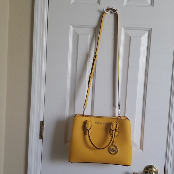 Michael Kors Saffiano Leather Fall Yellow Satchel - Picture 14 of 16